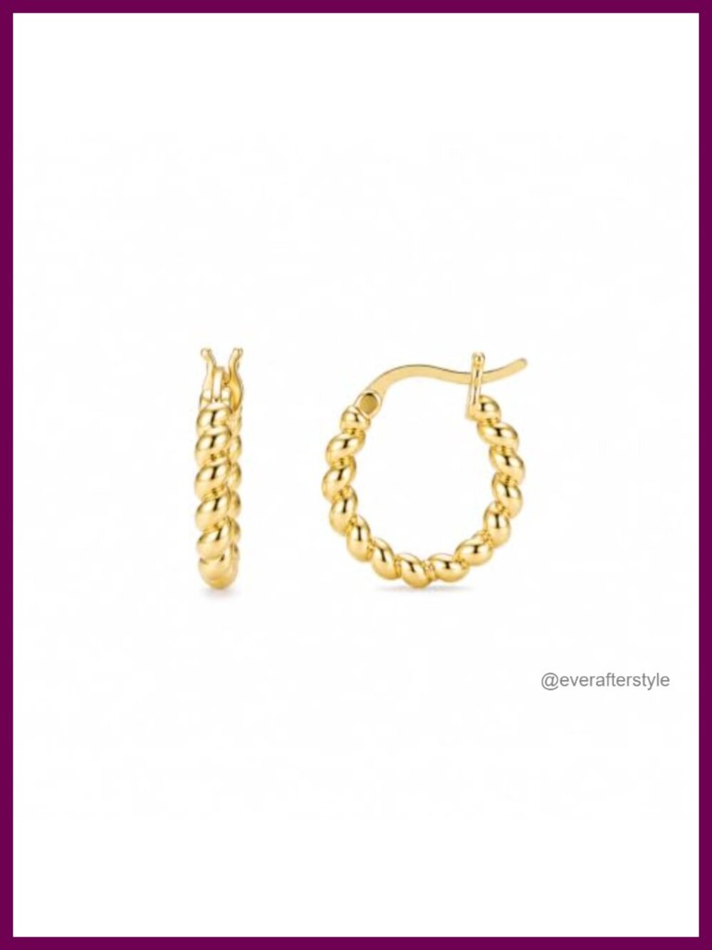 14k Yellow Gold Twisted Huggie Hoop Earrings Click-Top Women